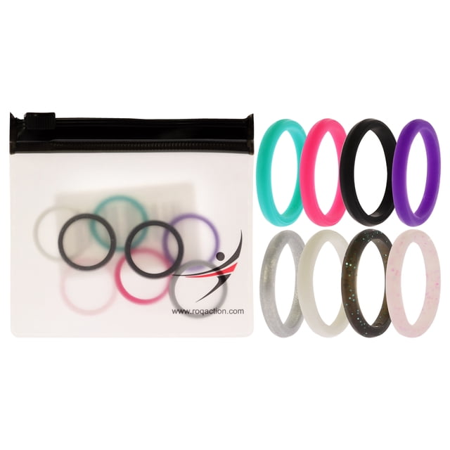 Juego de anillos de boda de silicona con puntos apilables - Multicolor de ROQ para mujer - Anillo de 8 x 6 mm