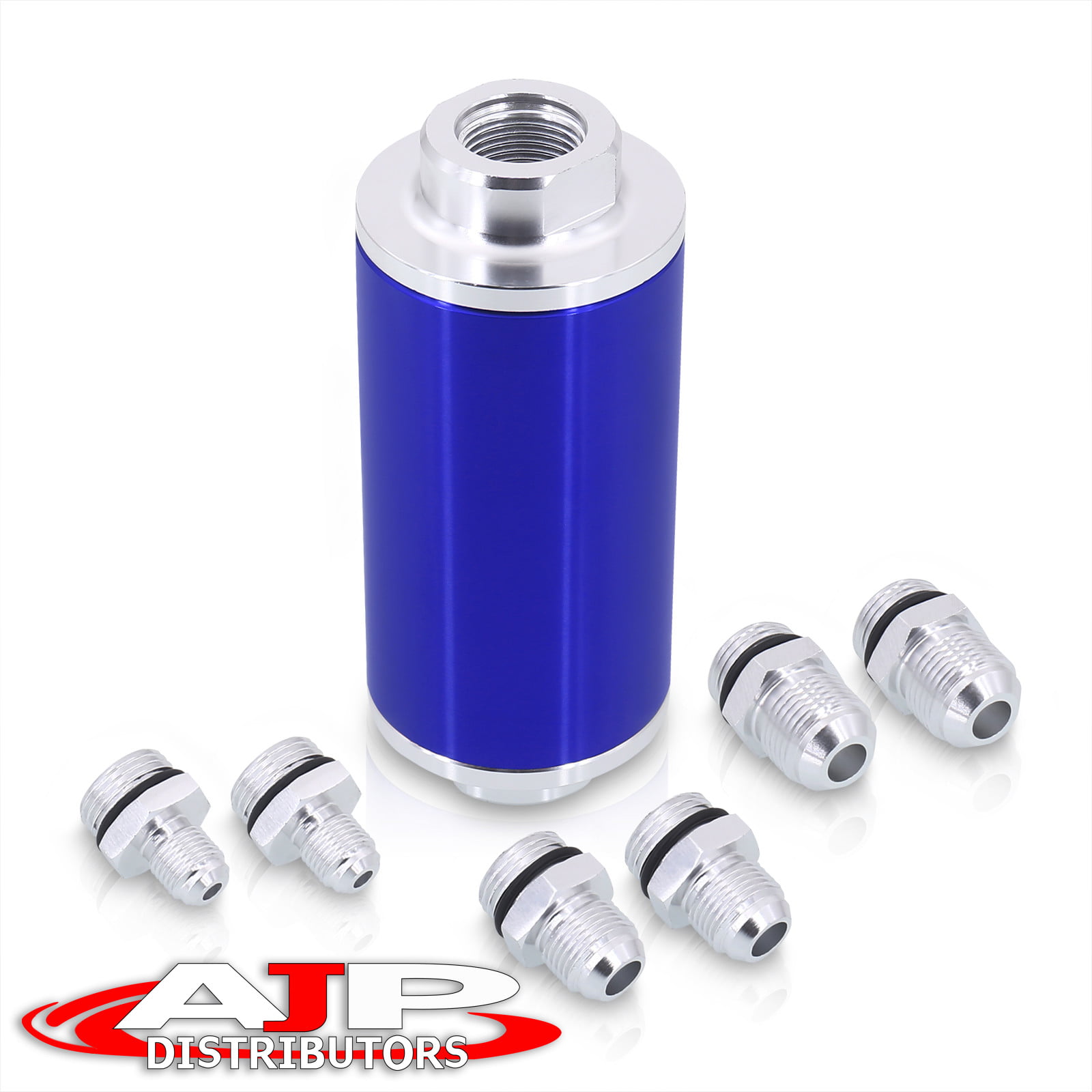 Universal Inline Fuel Filter Race Spec 100 Micron Washable 6AN 8AN 10AN Adapters