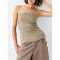 thumbnail image 3 of Gupgi Women's Tube Tops Slim Solid Color Bandeau Side Ruched Split Off Shoulder Backless Sleeveless Tops, 3 of 7