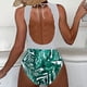 thumbnail image 2 of Traje de baño de una pieza sin espalda a rayas de cuello redondo para mujer - Talla XL, 2 of 5