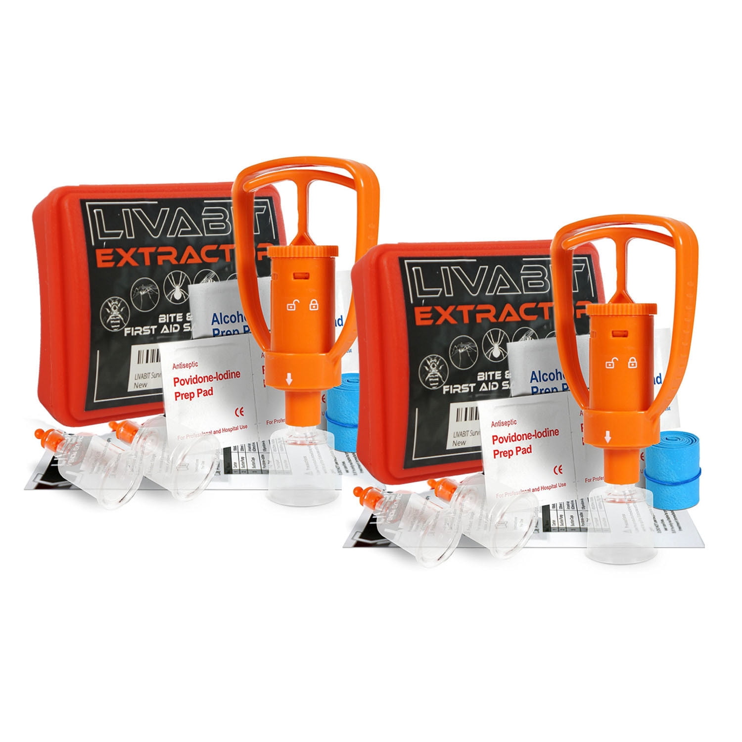 2x LIVABIT Venom Extractor Pump First Aid Safety Tool Kit Emergency