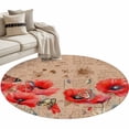 thumbnail image 2 of Area Rug 36in, Butterfly on Poppy Floral Floor Carpet Living Room Rug, Watercolor Red Flower on Vintage Texts Non-Slip Welcome Mat Indoor Rugs for Bedroom Dining Room, 2 of 9
