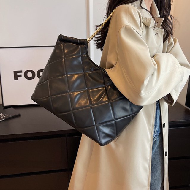 Bolso casual para axila Mujer Correa de cadena PU para trabajo Viajes Escuela Negro