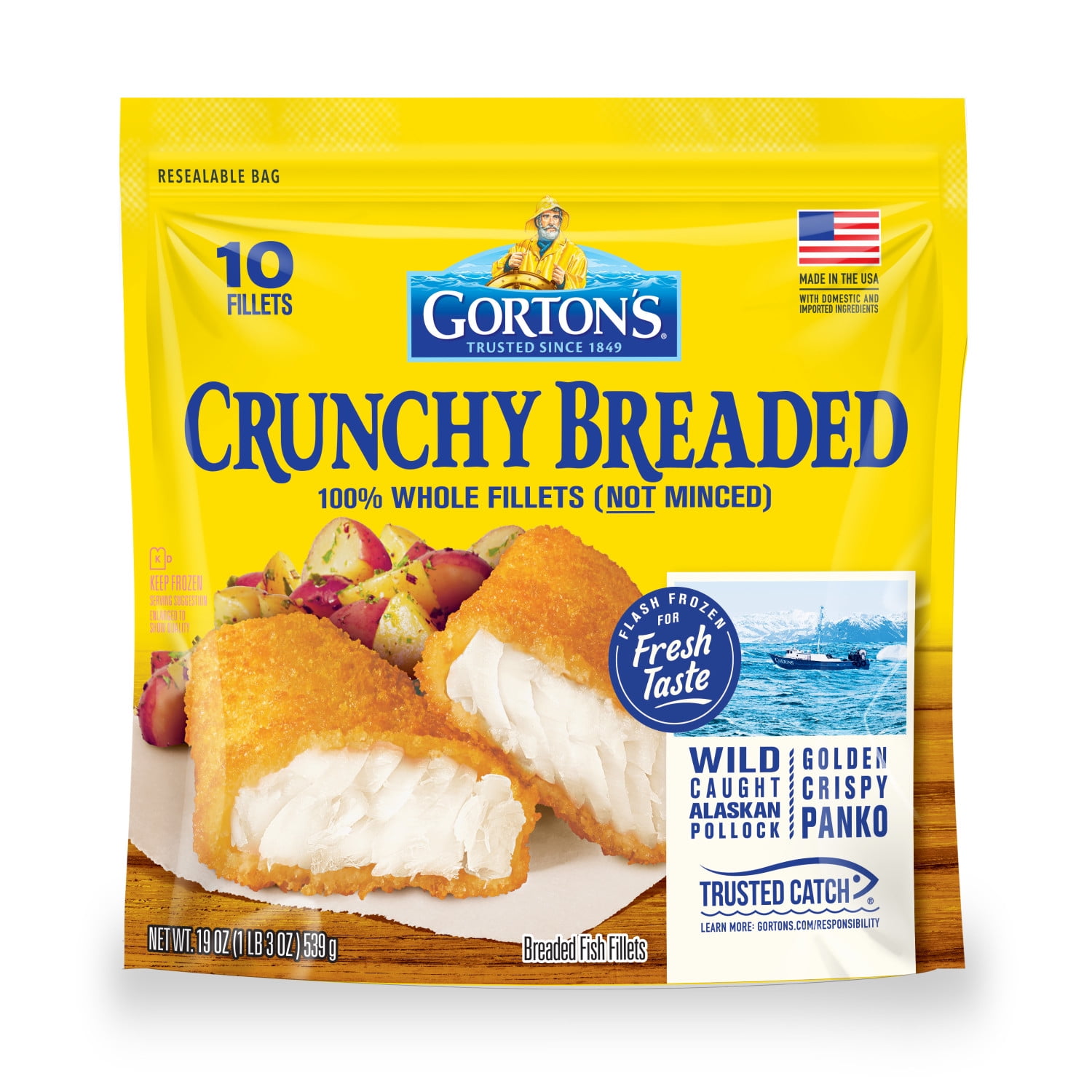 Gorton’s Panko Breaded Fish Fillets, Wild Caught Alaskan Pollock, 10 Count