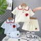 thumbnail image 3 of Conjunto coreano de manga corta de fresa para niña, Polo, pantalones cortos, traje de 2 uds., camisetas bonitas para niño, verano 2025, 2025, 3 of 6
