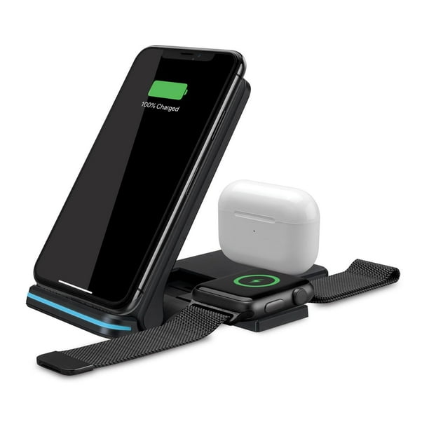 Soporte de carga inalámbrico iLive 3 en 1 con puerto Apple Watch