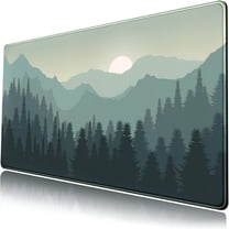 LAMIRO Forest Desk Mat Green Big XXL Mouse Pad Extended Large Gaming Mousepad Sunset Mountains Landscape Nature Desk Pad Keyboard Pad Mouse Mat Deskmat Computer Desktop Mat Deskpad 31.5x15.7 in