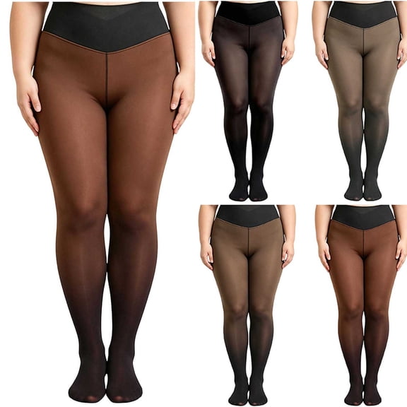 Miqool Plus Size Fleece Lined Tights for Women High Waisted Warm Pantyhose Thermal Leggings Thickened Winter Warm Pants