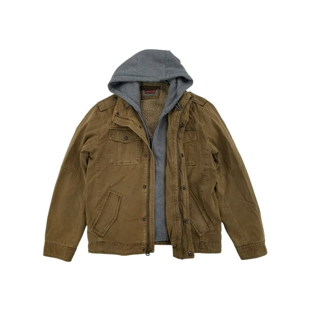 Levi's Mens Brown Midweight Sherpa Field Jacket with Removable Hood S -  