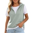 thumbnail image 3 of Feancey Womens Short Sleeve Hoodie Sweatshirts 2 In 1 V Neck Side Split Pullover Tops Color Block Casual Lightweight Hooded Sweatshirt for Office Daily Wear Green L, 3 of 8