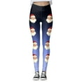thumbnail image 5 of Fiaer Christmas Leggings for Women Santa Graphic Trendy Yoga Pants Plus Size Elastic Waisted Slim Fit Workout Trousers Blue L, 5 of 5