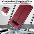 thumbnail image 2 of Dteck for Samsung Galaxy S10 6.1" 2019 Flip Wallet Case, PU Leather Magnetic Clasp Case with Card Slot & Kickstand Shockproof Protective Case for Samsung S10 Women Men, Red, 2 of 7