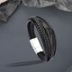 thumbnail image 4 of Tejida Del Brazalete de de Los Hombres de Cuero pteado negro Sunnimix Pulseras anchas de puño, 4 of 8