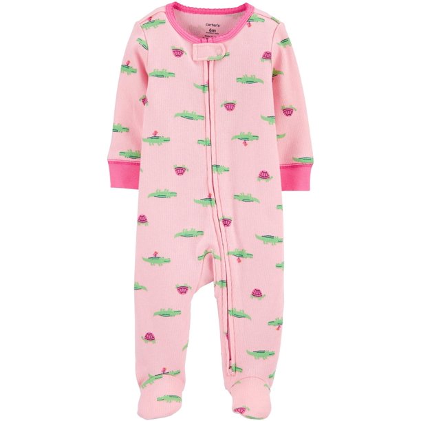 Carter's Carters Baby Girls Alligator Print Snug Fit Footie Pajamas
