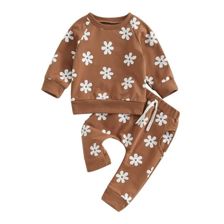 

Toddler Baby Girl Fall Winter Outfits Flower Long Sleeve Sweatshirts Pullover Tops + Pants Set 2Pcs Clothes Sets
