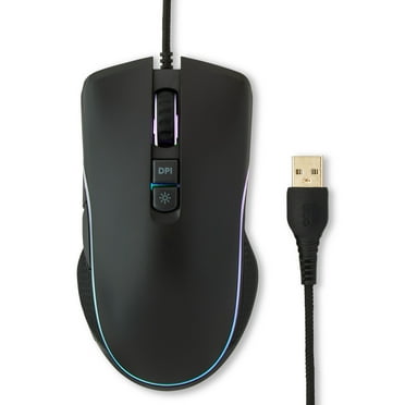 onn Wired USB Gaming Mouse with Adjustable DPI, Backlit, 7 Buttons Black