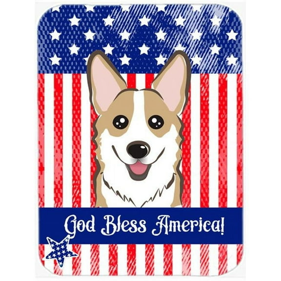 Caroline's Treasures God Bless Flag with Sable Corgi Glass Cutting Board Large