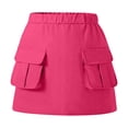 thumbnail image 4 of QTBIUQ Girls Cargo Skirt Elastic Waist A-Line Short Skirt with Pockets Casual Summer Skirt, 4 of 9