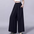 thumbnail image 2 of biudgviw Wide Leg Pants for Women Comfy Loose Elastic High Waisted Long Pants Flowy Beach Palazzo Pants with Pockets, 2 of 4