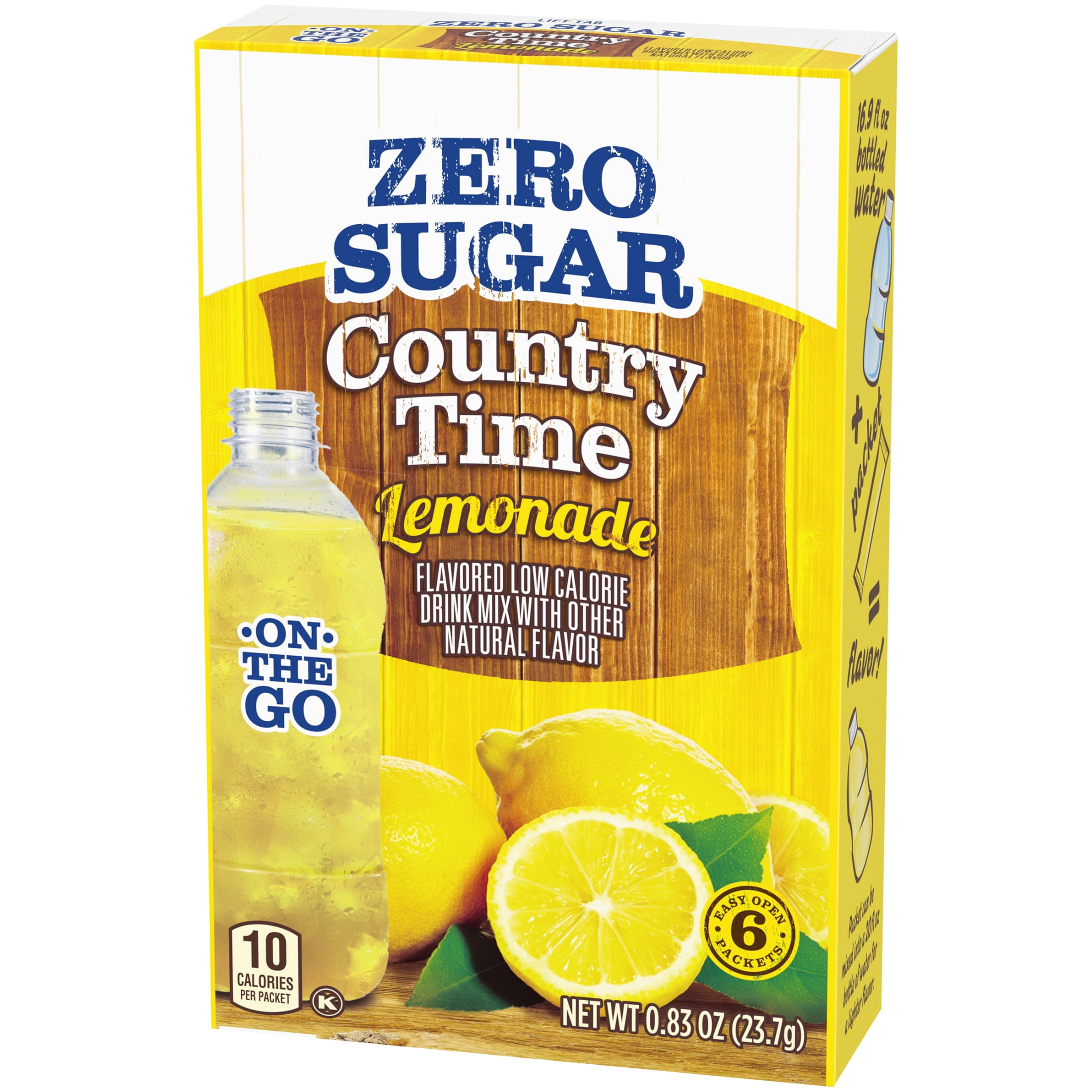Country Time Zero Sugar Lemonade Sugar Free Drink Mix Singles, 6 ct On-the-Go Packets