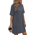 thumbnail image 4 of jtjvou Polka Dot Nightgowns for Women Short Sleeve Sleep Shirts Crew Neck Night Dress Nightshirt with Pocket Black M, 4 of 6