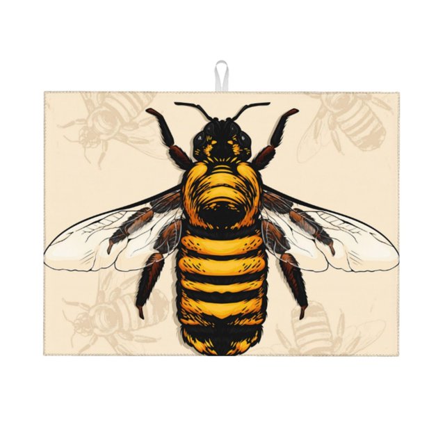 Fotbe Honey Bee Alfombrilla de Secado para Cocina con Estampado, 18x24 Pulgadas