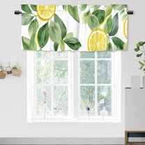 Spring Window Valances Lemons Refreshing Agriculture Watercolor Art Rod Pocket Valances for Kitchen, Bathroom, Living Room 54x18inch(1Pcs)