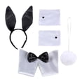 thumbnail image 2 of Bunny Costume Set Headwear Bowtie Decorativo Conejo Oreja Diadema Pajarita Puños Cola para Mujeres Concierto Decoración Halloween Cosplay Hugo disfraz de conejo, 2 of 10