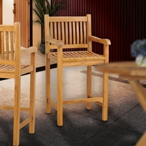 Teak Wood Elzas Outdoor Patio Barstool with Arms