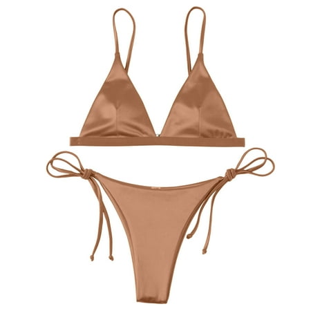Mzoazpie Women Bandeau Bandage Bikini Lace Bikini Underwear for Women Set Push Up Brazilian Full Coverage Bikini Bottom Swimwear Beachwear Swimsuit Cute Thong Bikini Bikiniwear