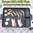 thumbnail image 2 of 2X Portable Korean BBQ Grill Pan Non-Stick Grill Plate Butane Gas Stove Cooker Party Picnic Terrace Beach Barbecue Tray, 2 of 7
