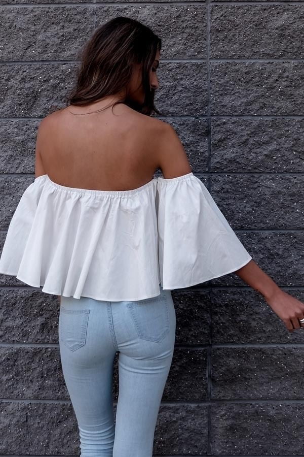 Sexy shoulderless Flare sleeve Tank 