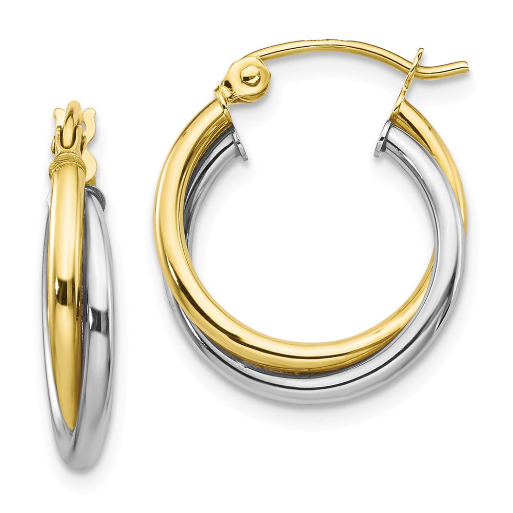 16mm 10K Yellow Gold Twist Hoop Earrings 