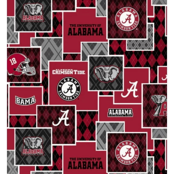 Official Licensed University of Alabama Cotton Quilting Fabric-Argyle Boxes Fabric by the Yard