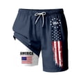 thumbnail image 5 of Kids Boys USA 250th Anniversary Stars and Stripes Print Swim Trunks Knee Length Double Layer Design Patriotic Theme Lightweight Beach Shorts Navy 9 Years-10 Years, 5 of 5
