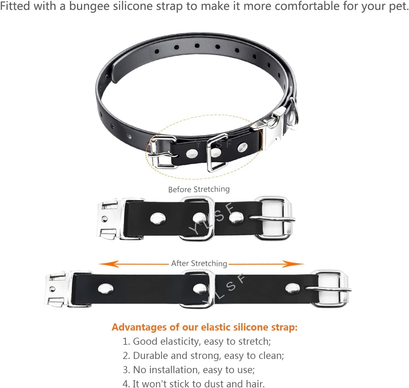 Educator Quick Snap Bungee Dog Collar – Wasserdicht, Geruchsneutral, Aus Biothane, 1 Zoll Breit, Orange