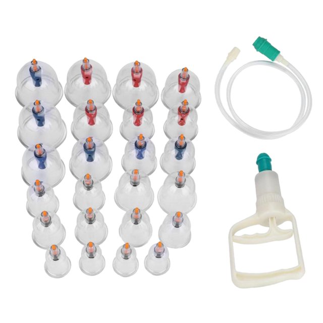 Milaget Professional Cupping Equipment 24 Cups Set with Pumping Handle & English Manual