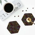 thumbnail image 4 of Lsque Casino Icons Pattern 4" Drink Coasters Set of 4, PVC Leather Absorbent Coasters, Table Coaster Set Decorative Coffee Cup Coasters Housewarming Gift -Hexagon, 4 of 6
