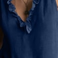 thumbnail image 6 of RYRJJ Women Y2K Babydoll Ruffle Tank Tops Linen V-Neck Pleated Peplum Vest Cute Summer Sleeveless Flowy Cropped Shirts(Navy,XXL), 6 of 8