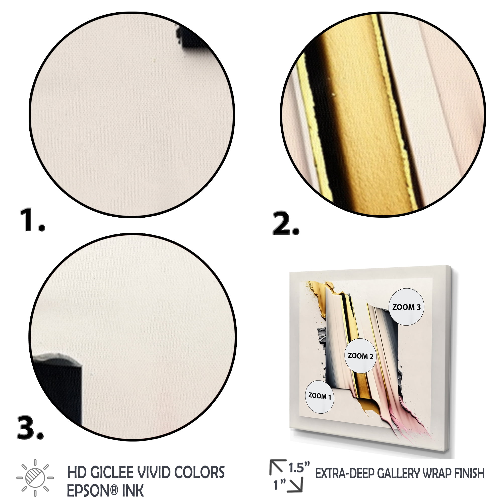 Designart Abstract Geode Watercolor Gold III Canvas Wall Art
