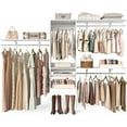 thumbnail image 5 of Homieasy 96'' Hanging Closet System, 8FT Closet Organizer System with Hanging Rod, Walk In Mounted Closet System, Built-In Clothes Garment Rack with 3 Shelving Towers(Can Be Cut To Fit), White, 5 of 6