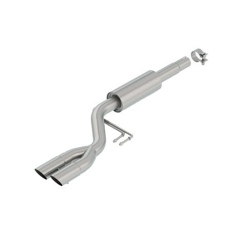 Borla 11960 S-Type Axle-Back Exhaust System; 2.25 in.; Incl. Muffler/Hardware/2.5 x 6.5 in. Dual Round Angle-Cut Stainless Brushed Tip; Dual Right Rear