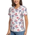 thumbnail image 5 of Yiaed Lavender Flowers Print Women's T Shirt V-Neck Short Sleeve Shirt Casual Breathable Tee Summer Tops-Small, 5 of 5