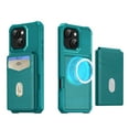 thumbnail image 2 of for iPhone 13 Phone Case Card Holder with Compatible with MagSafe Magnetic RFID Blocking PU Leather Flip Kickstand Detachable 2-in-1 Wallet Case For iPhone 13,Green, 2 of 8
