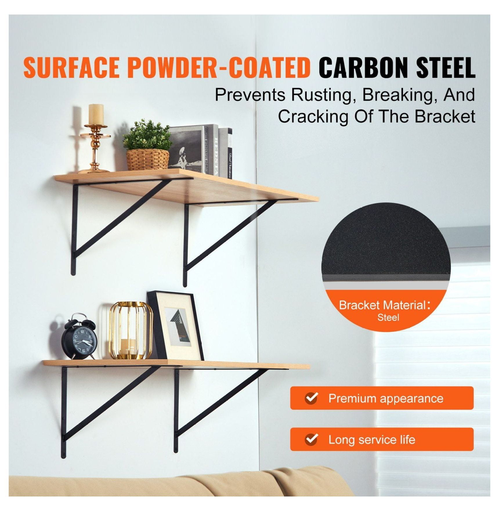 Shelf Brackets 18 x 12 inch, 12 Pack Heavy Duty Floating Shelves Brackets, Matte Black Triangle Shelving Brackets, Steel Brackets for Shelves 160 lbs Capacity