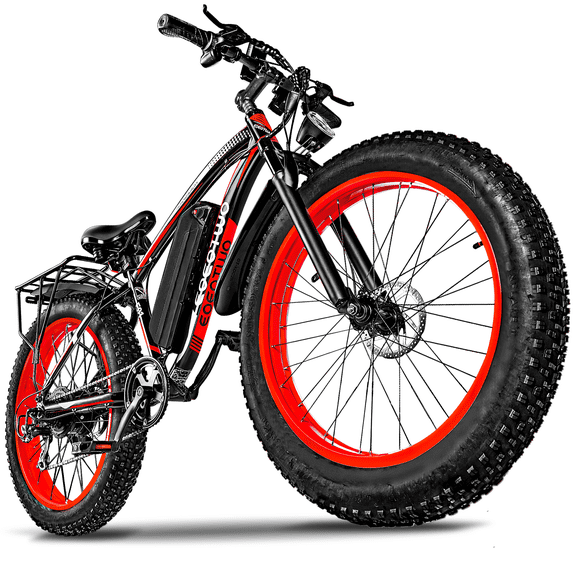 EOEOTWO 26" Fat Tire Electric Bike for Adults, 750W Motor 48V 15Ah Removable Battery Ebike, Up to 28 MPH & 60 Miles Range, Commuter Mountain E-Bike with Front Suspension & Color Display UL2849