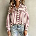 thumbnail image 5 of NTACZA Pleated Back Cute Summer Tops for Women Collared Blouson Striped Button Down Long Sleeve Shirts Work Relaxed Fit L, 5 of 9