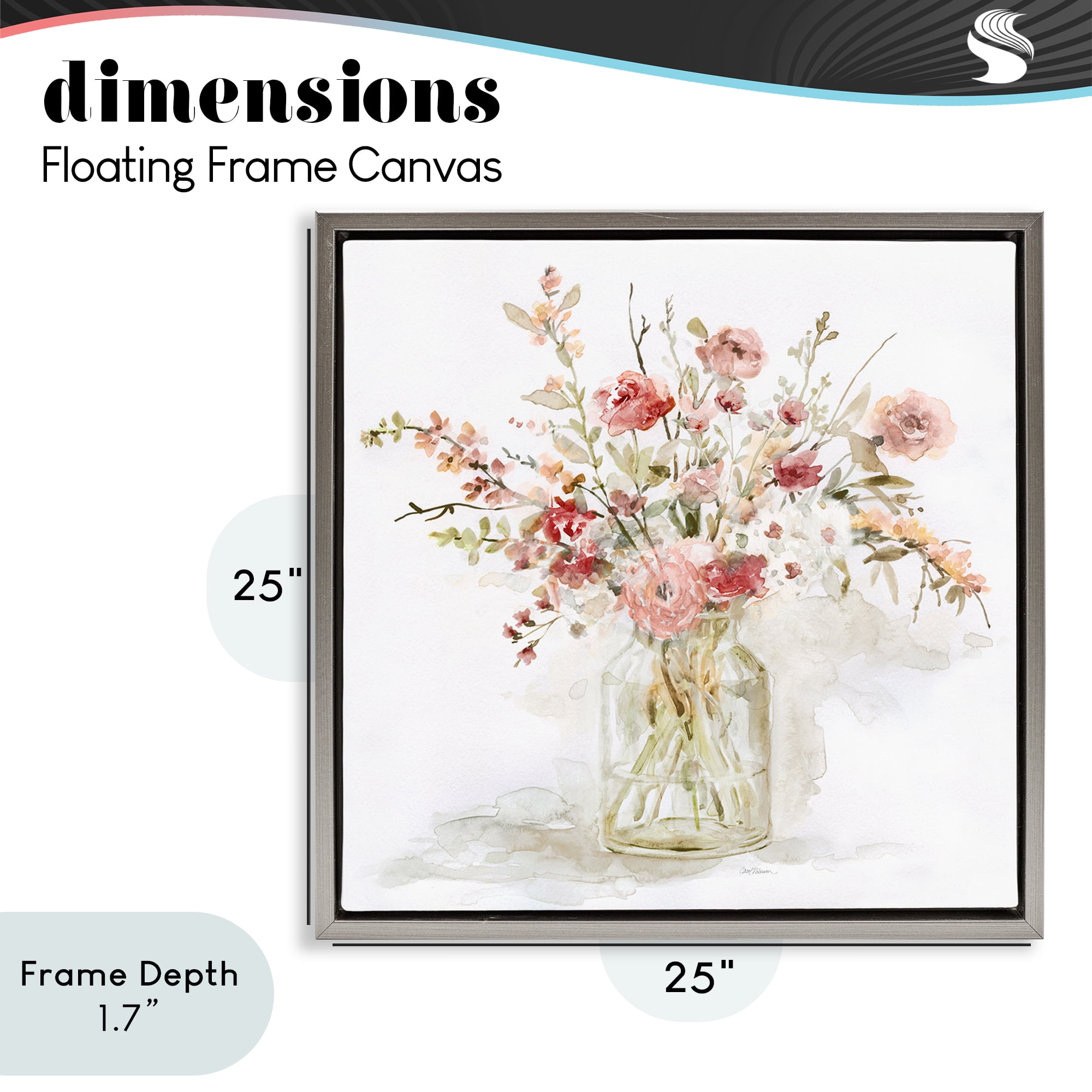 Stupell Industries Springtime Blooms in Glass Vase Gray Framed Floater Canvas Wall Art, design by Carol Robinson