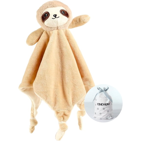 CREVENT Cozy Plush Baby Security Blanket, Loveys for Baby Girls and Boys, Birthday (Sloth)