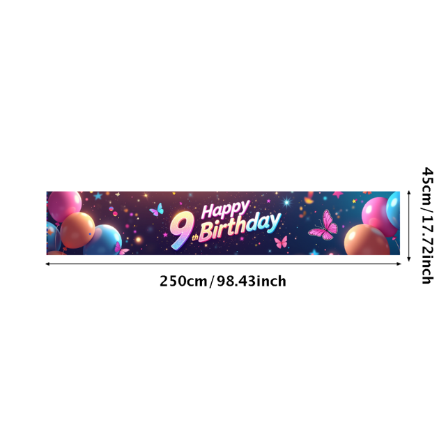 Space Themed Happy 9th Birthday Banner Backdrop for Kids Party Decorations Photography Props Celebration Background Stunning Planet Decor